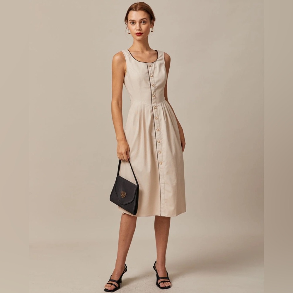 RIHOAS Cream Midi Dress